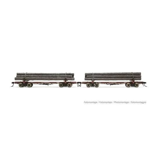 HR6628-Rivarossi HR6628 Set of 2 log wagons, McCloud River, Nos. 1205 and 1207, loaded with timber