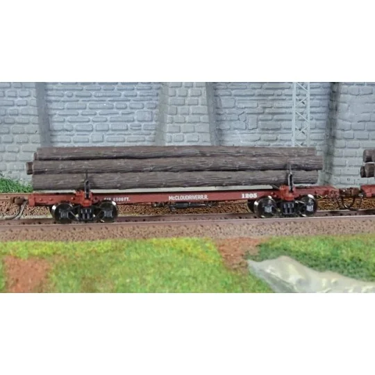 HR6628-Rivarossi HR6628 Set of 2 log wagons, McCloud River, Nos. 1205 and 1207, loaded with timber