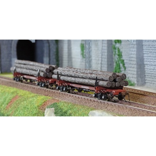 HR6628-Rivarossi HR6628 Set de 2 wagons porte grumes, McCloud River, No. 1205 et 1207, chargé bois