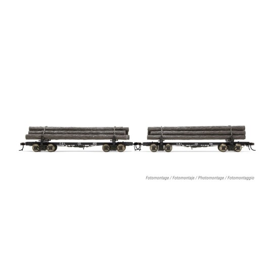 HR6629-Rivarossi HR6629 Set of 2 log wagons, Coos Bay Lumber Co., Nos. 166 and 168, loaded with timber