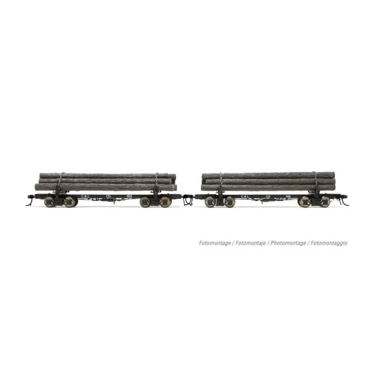 HR6629-Rivarossi HR6629 Set of 2 log wagons, Coos Bay Lumber Co., Nos. 166 and 168, loaded with timber