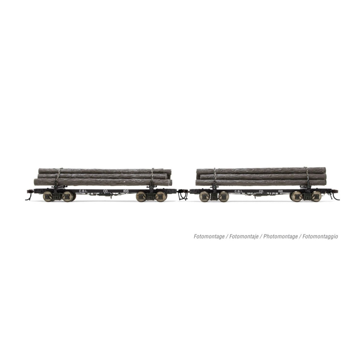 Rivarossi HR6629 Set of 2 log wagons, Coos Bay Lumber Co., Nos. 166...