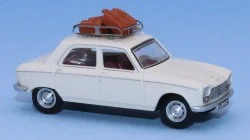 SAI 1722 Peugeot 204, blanc Courchevel, galerie de toit et 2 valises Sai Sai_1722 - 1
