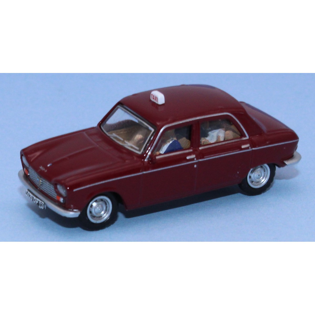 SAI 1626 Peugeot 204, burgundy red taxi, with driver and 2 passenge...