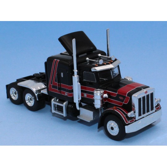 Sai_85713-Brekina 85713 Camion Tracteur Peterbilt 359, noir / rouge foncé