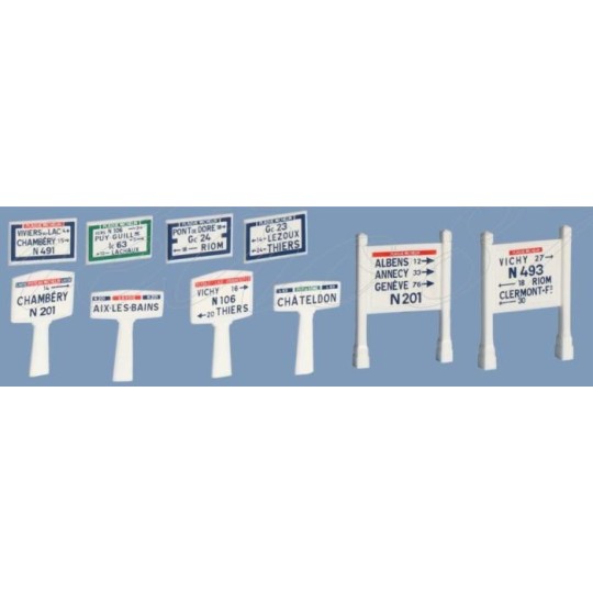 Sai_8210-Sai 821 Set of 10 Michelin directional and locality signs, Alps - Massif Central