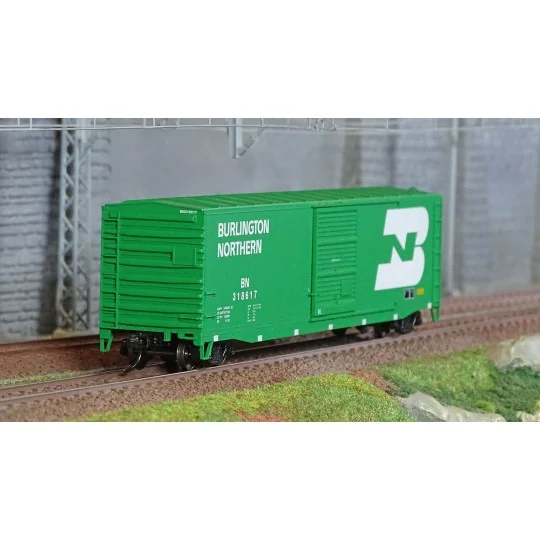 Rivarossi HR6637A Wagon couverts US à bogies, US-Boxcar n°318617, Burlington Northern Rivarossi HR6637A - 1 HR6637A-Rivarossi HR6637A Wagon couverts US à bogies, US-Boxcar n°318617, Burlington Northern