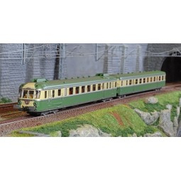Jouef HJ2419S Autorail diesel RGP 2 X 2716 + remorque XR 7719, SNCF, vert/beige avec déflecteurs de fumée, digital sonore Jouef 
