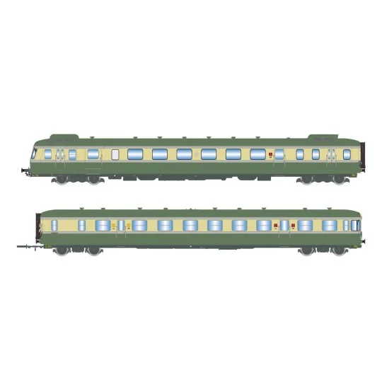 Jouef HJ2419 Autorail diesel RGP 2 X 2716 + remorque XR 7719, SNCF, vert/beige avec déflecteurs de fumée Jouef HJ2419 - 5 HJ2419-Jouef HJ2419 Autorail diesel RGP 2 X 2716 + remorque XR 7719, SNCF, vert/beige avec déflecteurs de fumée