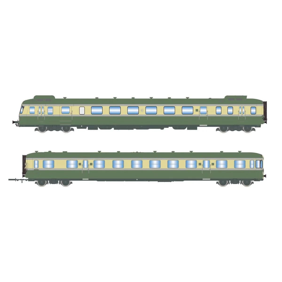 Jouef HJ2420 Autorail diesel RGP 2 X 2712 + remorque XR 7714, SNCF, vert/beige avec déflecteurs de fumée Jouef HJ2420 - 5 Jouef HJ2420 Autorail diesel RGP 2 X 2712 + remorque XR 7714, SNCF, vert/beige avec déflecteurs de fumée Jouef HJ2420 - 5