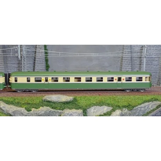 Jouef HJ2429S Autorail diesel RGP 2 X 2719 + remorque XRAB 7708, SNCF, vert/beige avec déflecteurs de fumée, digital sonore Joue HJ2429S-Jouef HJ2429S Autorail diesel RGP 2 X 2719 + remorque XRAB 7708, SNCF, vert/beige avec déflecteurs de fumée, digital sonore