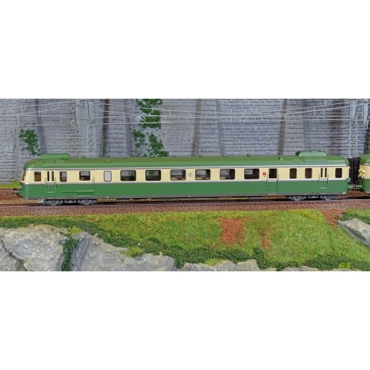 HJ2429-Jouef HJ2429 Autorail diesel RGP 2 X 2719 + remorque XRAB 7708, SNCF, vert/beige avec déflecteurs de fumée