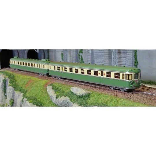 Jouef HJ2429 Autorail diesel RGP 2 X 2719 + remorque XRAB 7708, SNCF, vert/beige avec déflecteurs de fumée Jouef HJ2429 - 4 HJ2429-Jouef HJ2429 Autorail diesel RGP 2 X 2719 + remorque XRAB 7708, SNCF, vert/beige avec déflecteurs de fumée