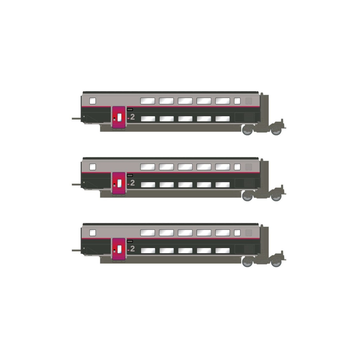 Jouef HJ3017 Set of 3 intermediate TGV Duplex Carmillon cars, SNCF,...