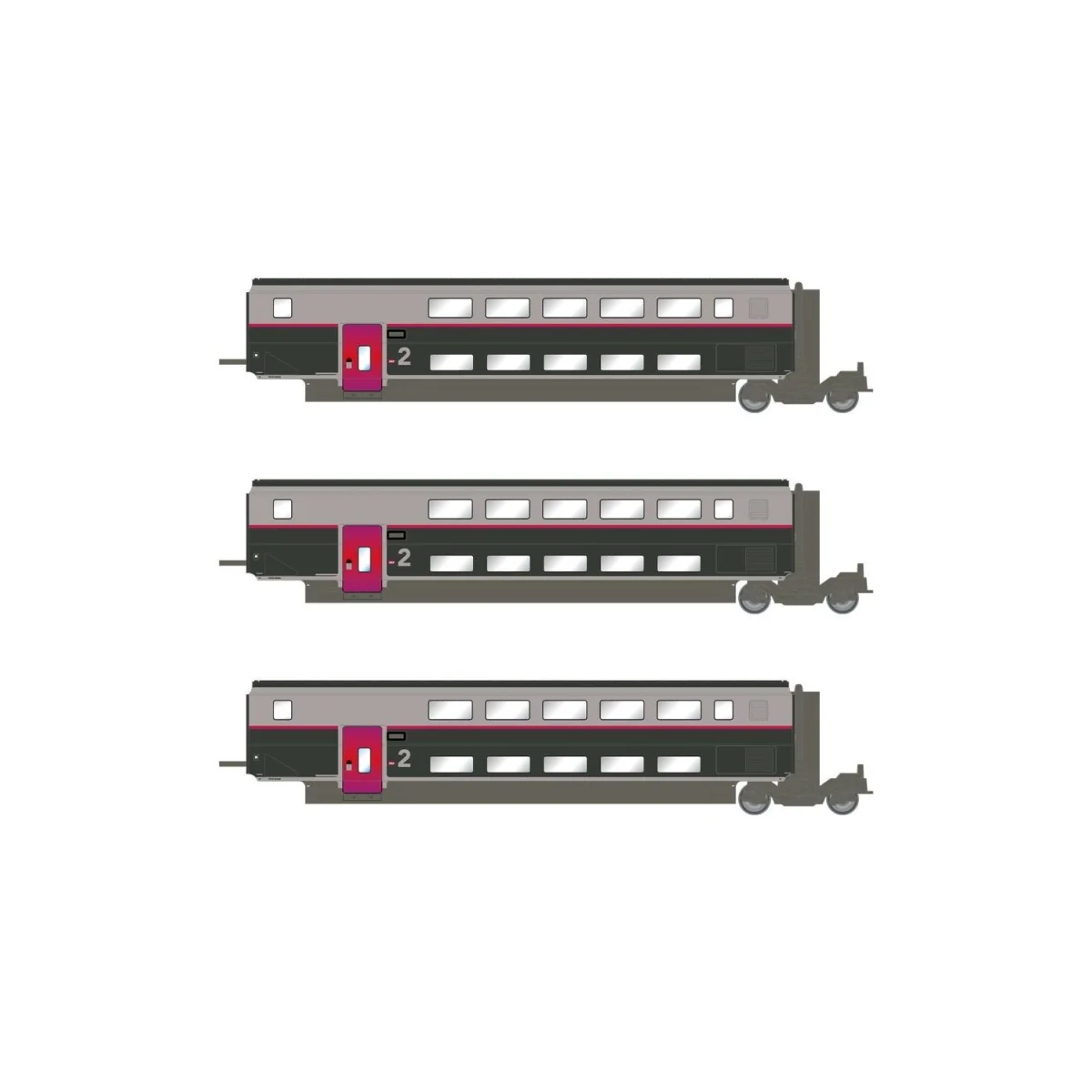 Jouef HJ3017 Set de 3 voitures intermédiaire TGV Duplex Carmillon, SNCF, 2ème classe Jouef HJ3017 - 5