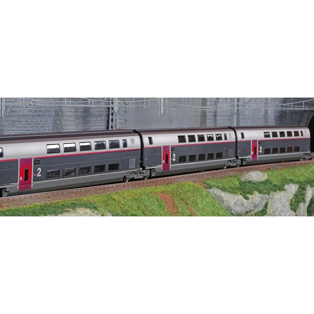 Jouef HJ3017 Set of 3 intermediate TGV Duplex Carmillon cars, SNCF,...