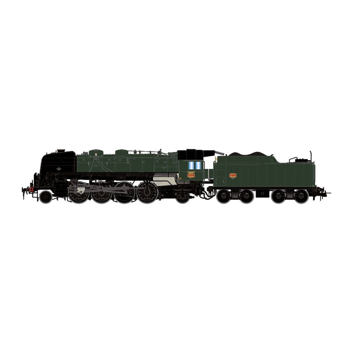 Jouef HJ2430S 141 R 44 Steam Locomotive, coal tender, green and bla...