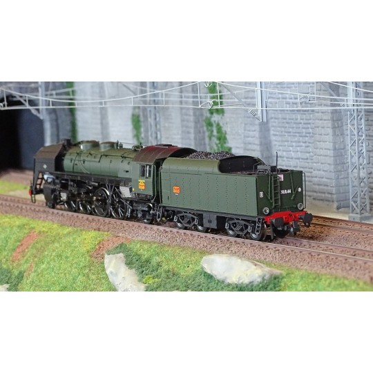 HJ2430S-Jouef HJ2430S 141 R 44 Steam Locomotive, coal tender, green and black livery, SNCF, Sarreguemines, digital sound