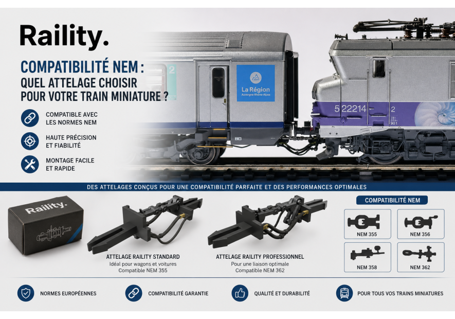 Raility et compatibilité NEM : quel attelage choisir pour votre train miniature ?