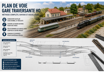 Plan de voie gare traversante HO : méthode complète, rayons et aiguillages image