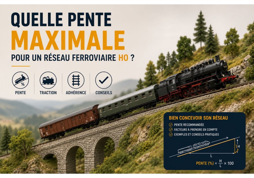 Quelle pente maximale pour un reseau ferroviaire HO ?